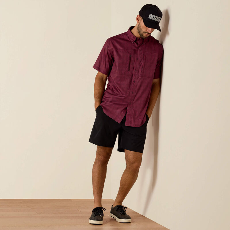 ARIAT MENS PRINT VENTTEK CLASSIC FIT - MAROON