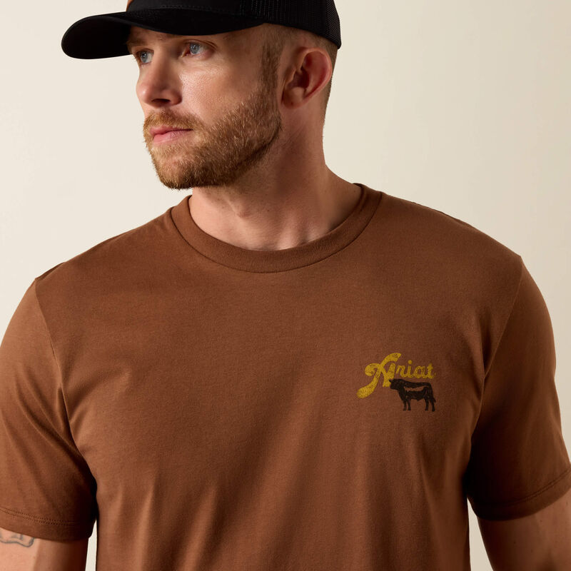 ARIAT MENS BBQ SMOKE CLASSIC FIT TSHIRT - SOFT SILT
