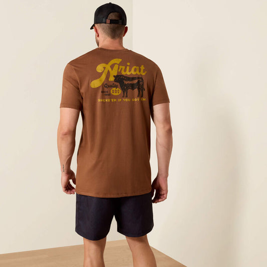 ARIAT MENS BBQ SMOKE CLASSIC FIT TSHIRT - SOFT SILT