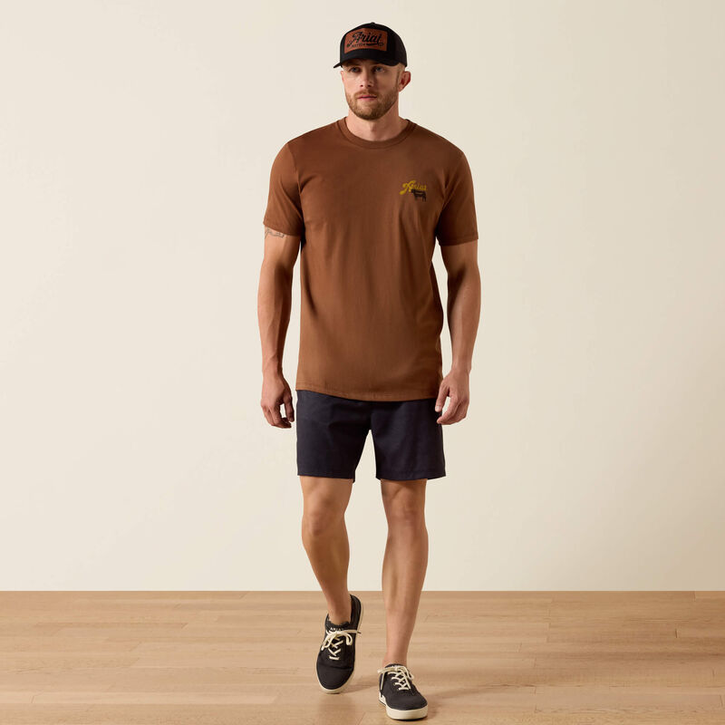ARIAT MENS BBQ SMOKE CLASSIC FIT TSHIRT - SOFT SILT