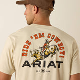 ARIAT MENS RIDE EM COWBOY CLASSIC FIT TSHIRT - NATURAL