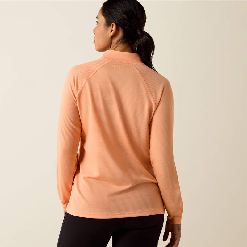 ARIAT WOMEN'S REBAR HEAT FIGHTER 1/2 ZIP T SHIRT  - PAPAYA PUNCH