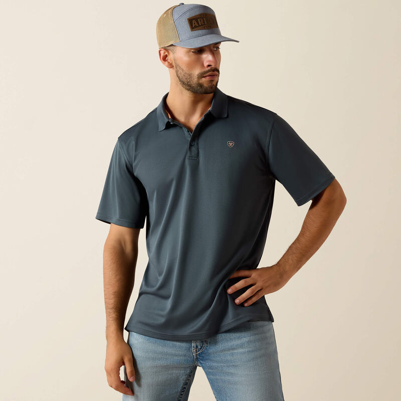 ARIAT MENS TEK CLASSIC FIT POLO - DARK SLATE