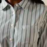 ARIAT WOMEN'S BUTTON DOWN KIRBY PRO SHIRT - GREEN BAY STRIPE