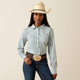 ARIAT WOMEN'S BUTTON DOWN KIRBY PRO SHIRT - GREEN BAY STRIPE