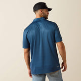 ARIAT MENS ALL OVER PRINT CLASSIC FIT POLO - DARK DENIM MEDALLION PRINT