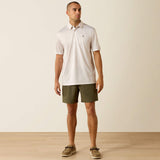 ARIAT MENS ALL OVER PRINT CLASSIC FIT POLO - MOONBEAM STEER PRINT