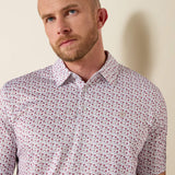 ARIAT MENS ALL OVER PRINT CLASSIC FIT POLO - WHITE ISLAND MINI PRINT