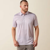 ARIAT MENS ALL OVER PRINT CLASSIC FIT POLO - WHITE ISLAND MINI PRINT