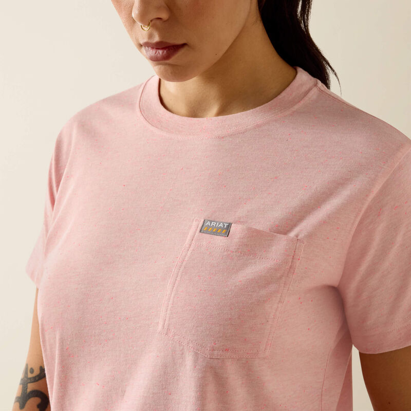ARIAT WOMEN'S REBAR COTTON STRONG SPACE DYED SHORT SLEEVE TOP - FUSION PUNCH