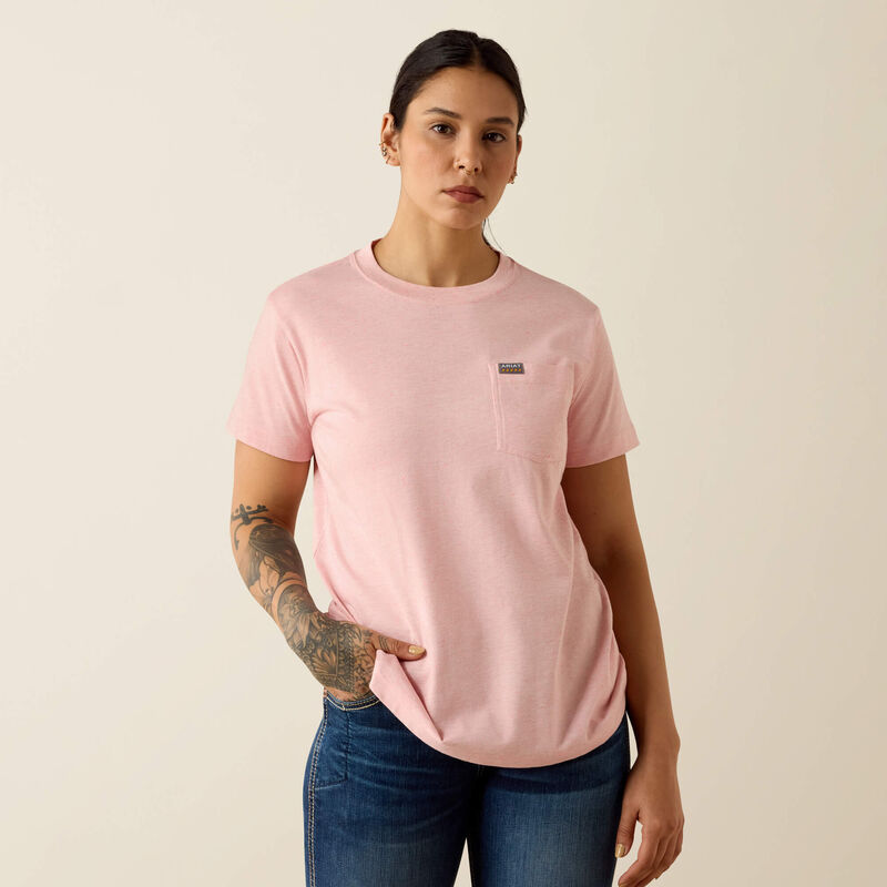 ARIAT WOMEN'S REBAR COTTON STRONG SPACE DYED SHORT SLEEVE TOP - FUSION PUNCH