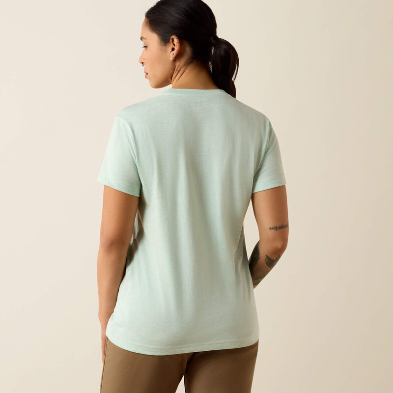 ARIAT WOMEN'S REBAR COTTON STRONG SPACE DYED SHORT SLEEVE TOP - CLEARLY AQUA