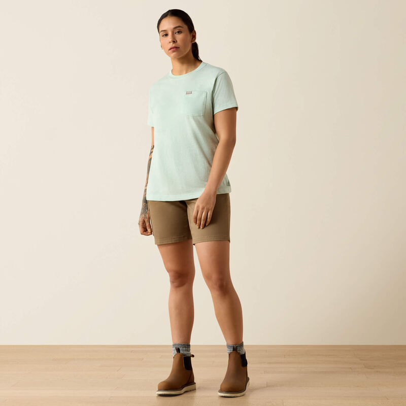 ARIAT WOMEN'S REBAR COTTON STRONG SPACE DYED SHORT SLEEVE TOP - CLEARLY AQUA