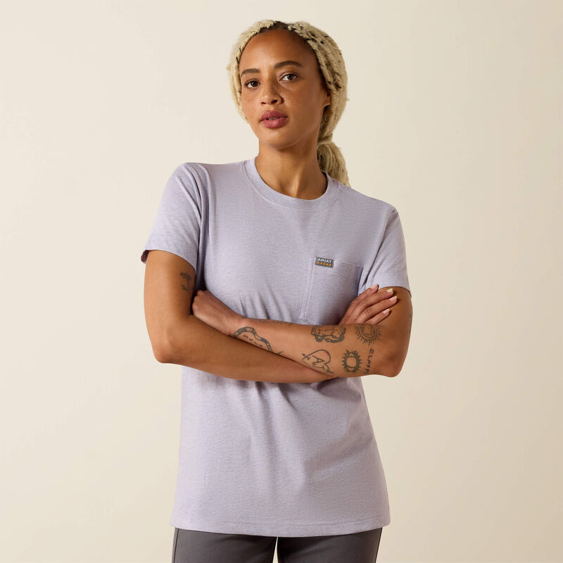 ARIAT WOMEN'S REBAR COTTON STRONG SPACE DYED SHORT SLEEVE TOP - THISTLE