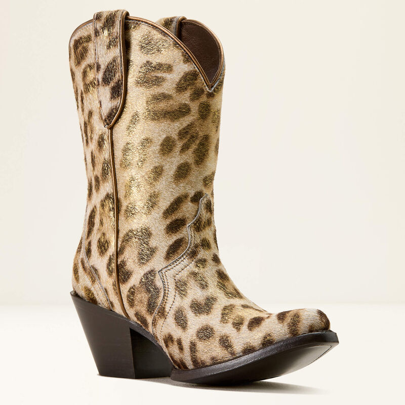 ARIAT WOMEN'S JULIETTA J TOE WESTERN BOOT - GILDED LEOPARD HAIR ON