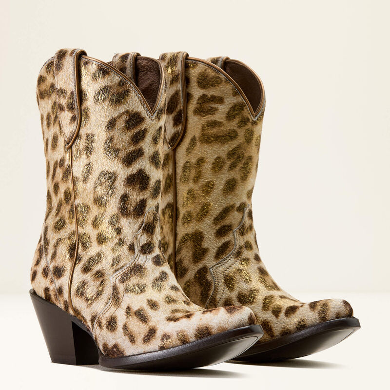 ARIAT WOMEN'S JULIETTA J TOE WESTERN BOOT - GILDED LEOPARD HAIR ON