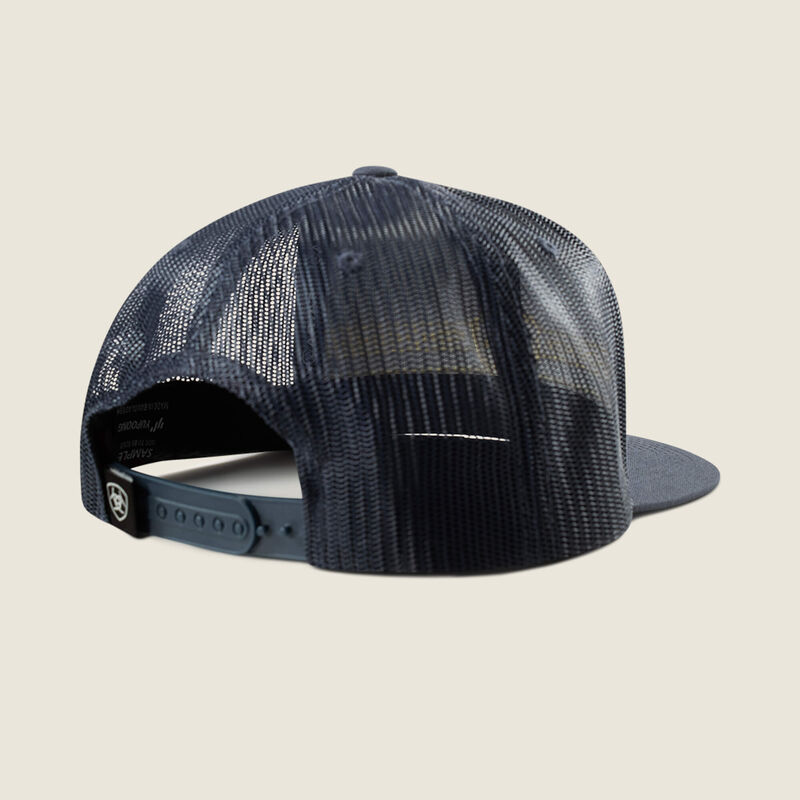 ARIAT MENS CAP SHIELD AND BOOT STITCH RIBBON NAVY