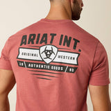 ARIAT MENS BANNER BADGE TSHIRT - RED CLAY HEATHER