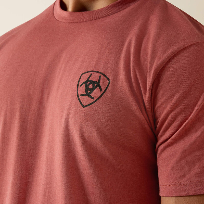 ARIAT MENS BANNER BADGE TSHIRT - RED CLAY HEATHER
