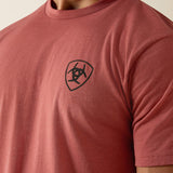 ARIAT MENS BANNER BADGE TSHIRT - RED CLAY HEATHER