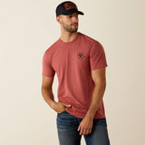 ARIAT MENS BANNER BADGE TSHIRT - RED CLAY HEATHER