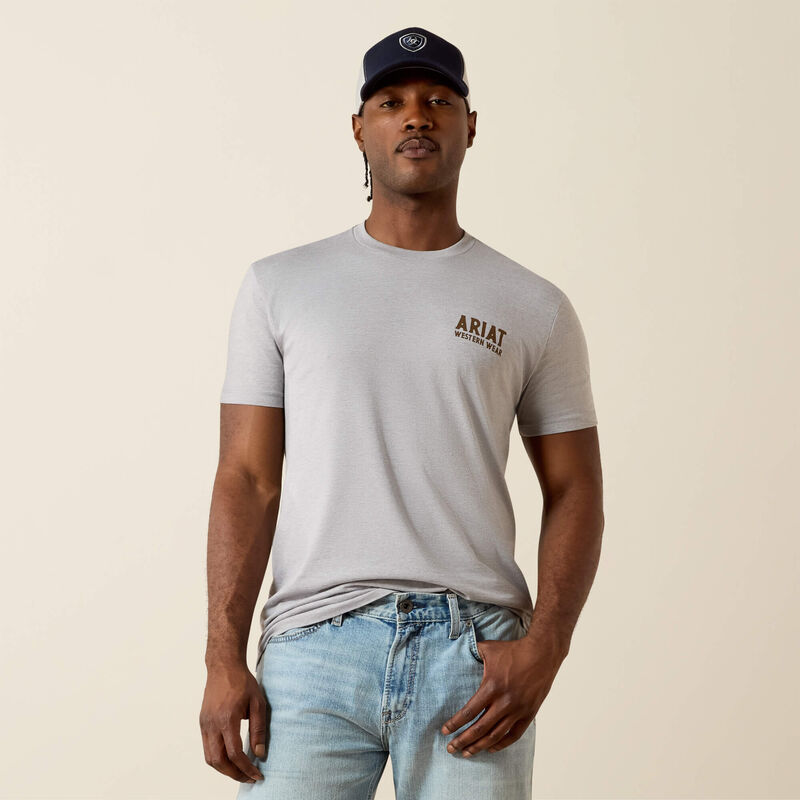 ARIAT MENS Outline Shop T-Shirt - Pewter