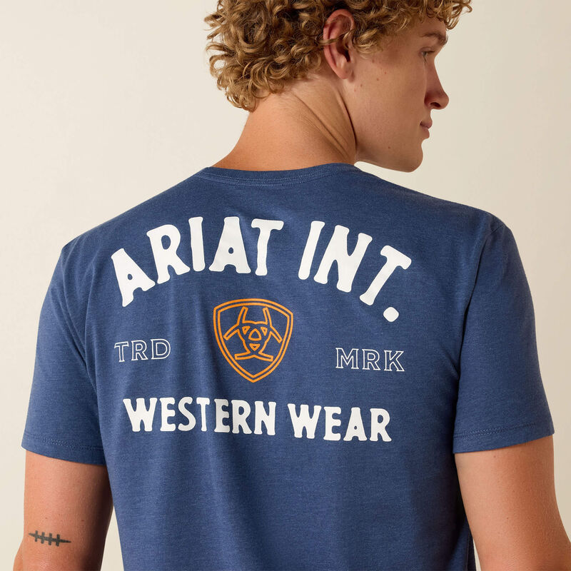 ARIAT MENS Outline Shop T-Shirt - NAVY HEATHER