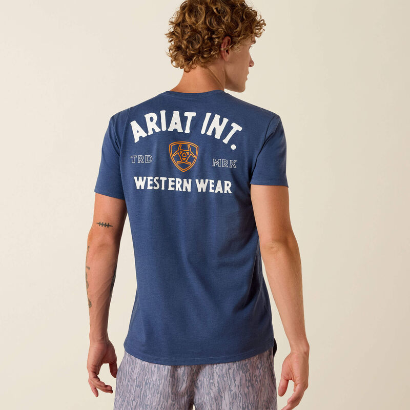 ARIAT MENS Outline Shop T-Shirt - NAVY HEATHER