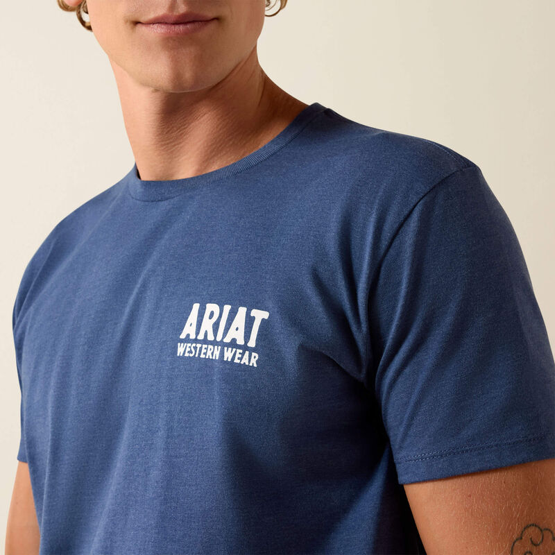 ARIAT MENS Outline Shop T-Shirt - NAVY HEATHER