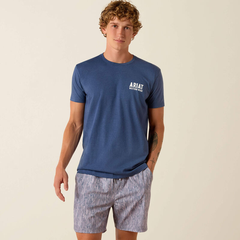 ARIAT MENS Outline Shop T-Shirt - NAVY HEATHER