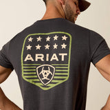 ARIAT MENS STRIPE PATRIOTIC BADGE TSHIRT - HEATHER CHARCOAL