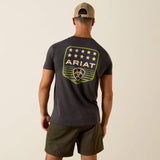 ARIAT MENS STRIPE PATRIOTIC BADGE TSHIRT - HEATHER CHARCOAL
