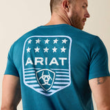 ARIAT MENS STRIPE PATRIOTIC BADGE TSHIRT - MONACO BLUE