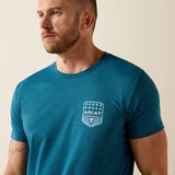 ARIAT MENS STRIPE PATRIOTIC BADGE TSHIRT - MONACO BLUE