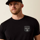 ARIAT MENS STRIPE PATRIOTIC BADGE TSHIRT - BLACK