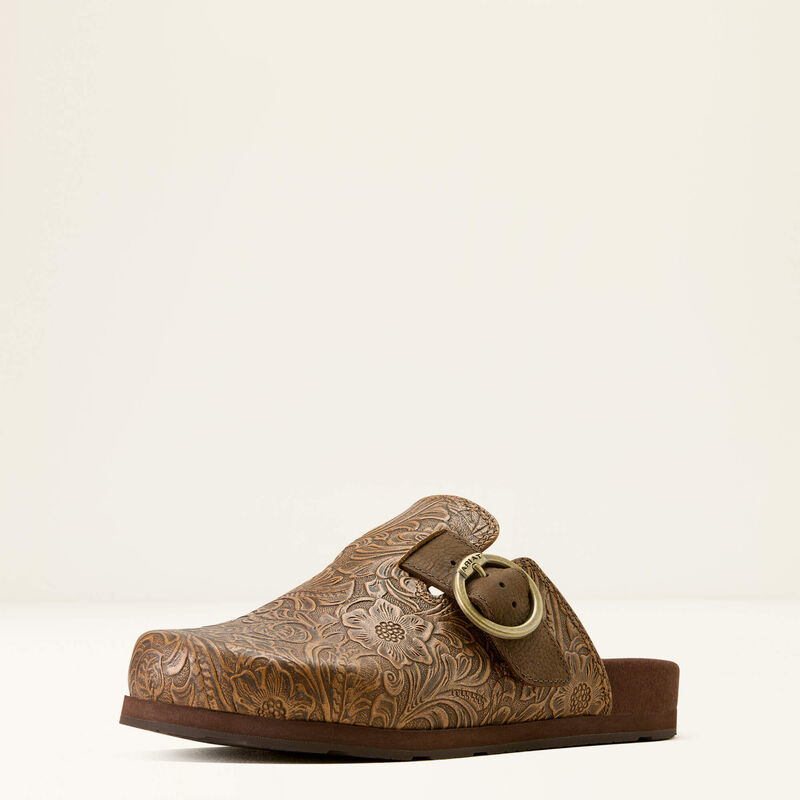 ARIAT WOMEN'S COUNTRY MULE - BROWN FLORAL EMBOSS
