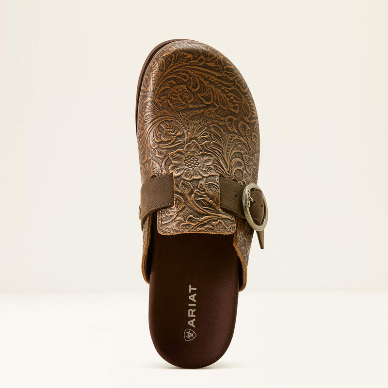 ARIAT WOMEN'S COUNTRY MULE - BROWN FLORAL EMBOSS