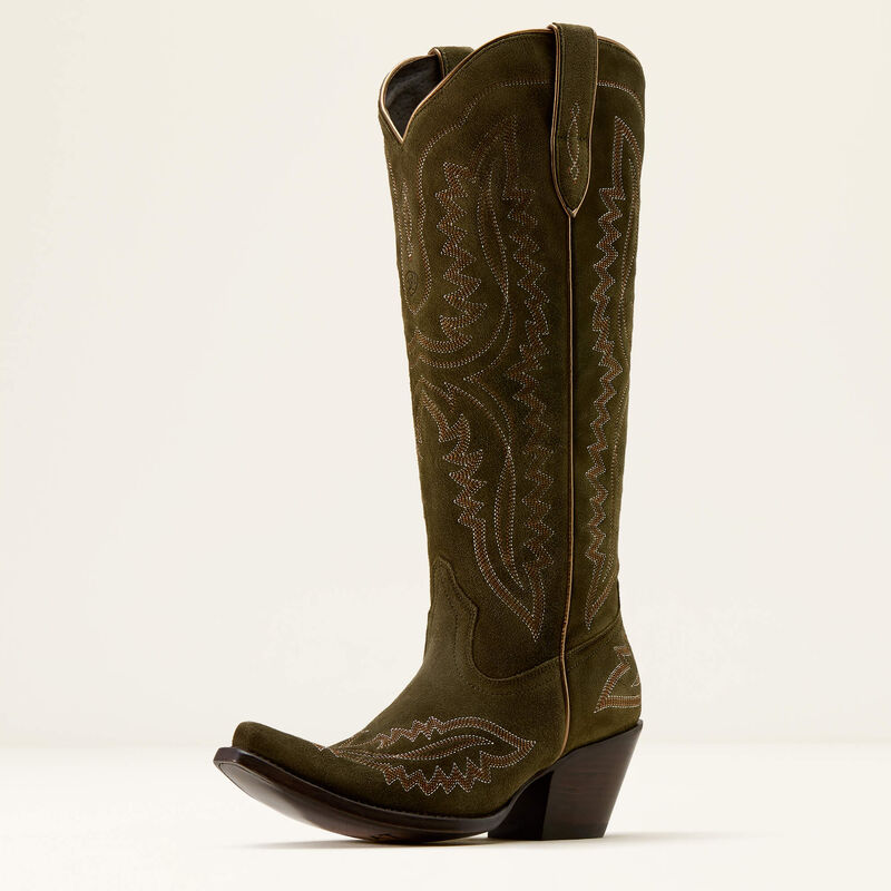 ARIAT WOMEN'S CASANOVA X TOE WESTERN BOOT - SOFT OLIVE SUEDE