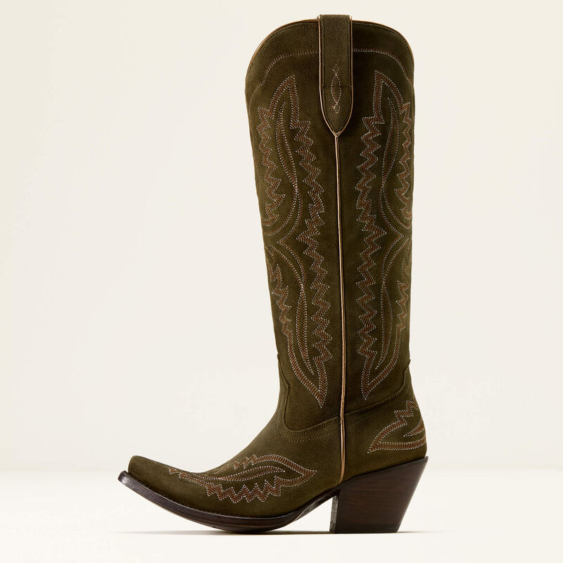 ARIAT WOMEN'S CASANOVA X TOE WESTERN BOOT - SOFT OLIVE SUEDE