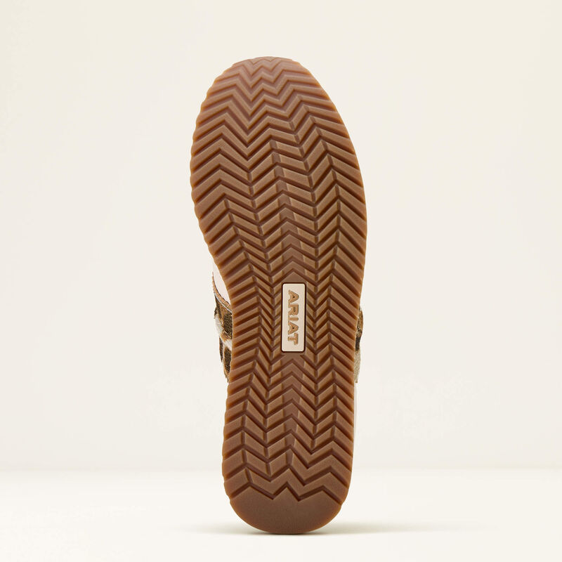 ARIAT WOMEN'S RANCH RUNNER SHOES - BRIGHT CREAM|GILDED LEOPARD HAIR ON