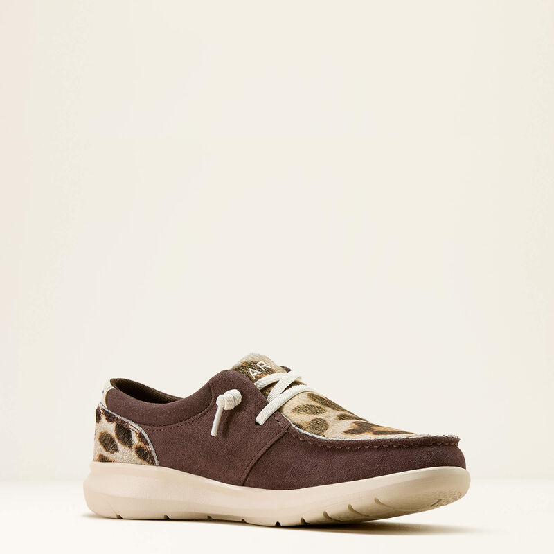 ARIAT WOMEN'S HILO SHOE - CHOCOLATE SMOKE|GILDED LEOPARD HAIR ON