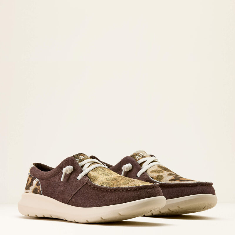 ARIAT WOMEN'S HILO SHOE - CHOCOLATE SMOKE|GILDED LEOPARD HAIR ON