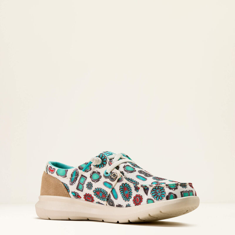 ARIAT WOMEN'S TURQUOISE JEWELRY BOX|CAMEL SUEDE HILO SHOES