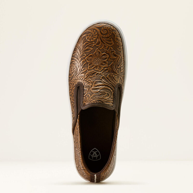 ARIAT WOMEN'S SKYLAR SLIP ON SHOE - BROWN FLORAL EMBOSS