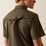 ARIAT MENS FRONTIER TOUGH FLEX VENTTEK WESTERN FITTED SHORT SLEEVE SNAP SHIRT - GRAPE LEAF