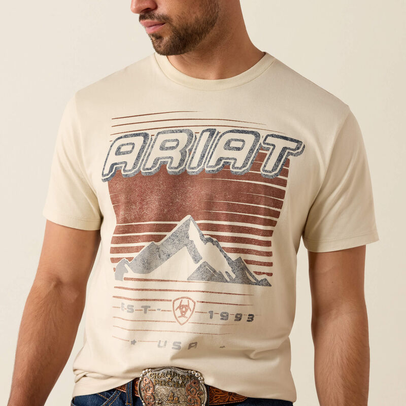 ARIAT MENS NINETIES COWBOY TSHIRT - NAUTRAL