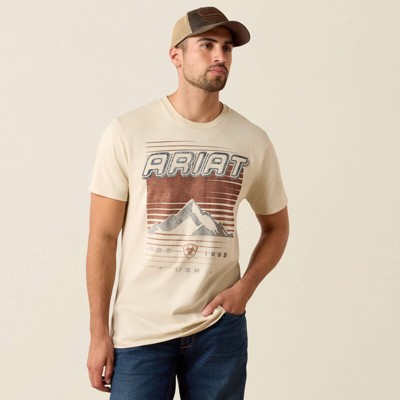 ARIAT MENS NINETIES COWBOY TSHIRT - NAUTRAL