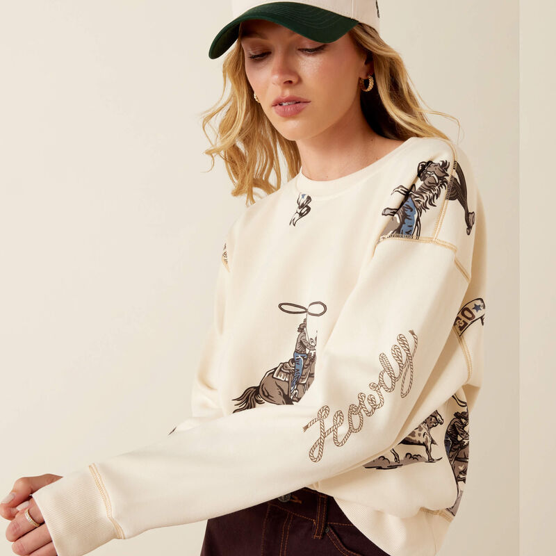 ARIAT WOMEN'S RANCH SWEATSHIRT - PARCHMENT
