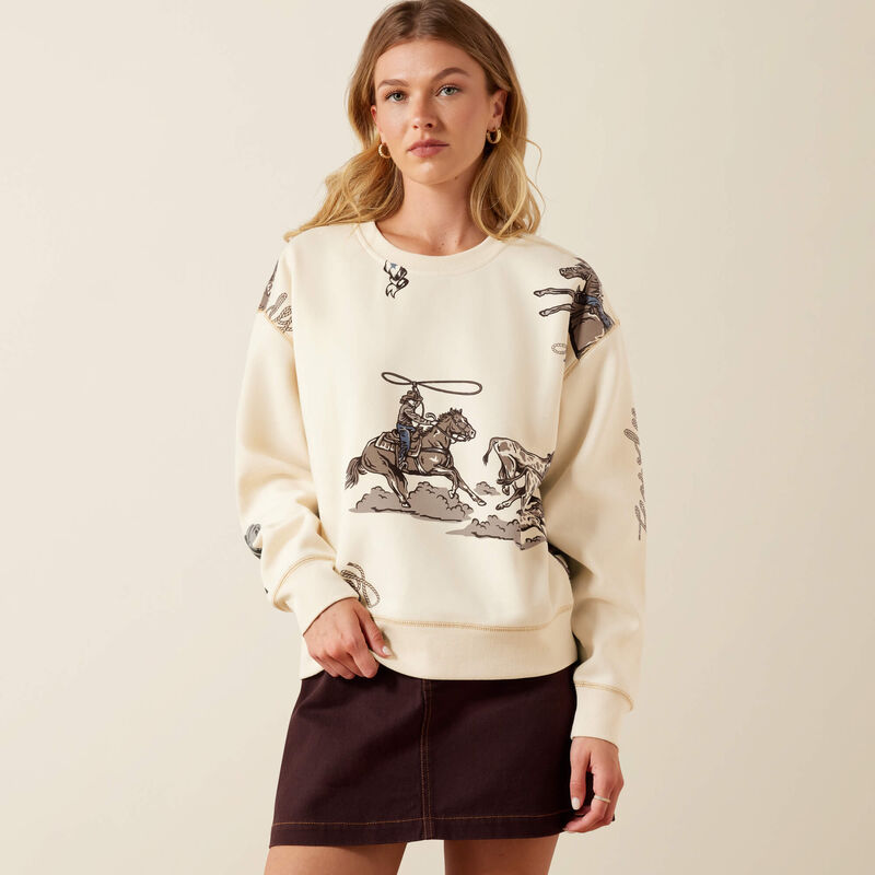 ARIAT WOMEN'S RANCH SWEATSHIRT - PARCHMENT