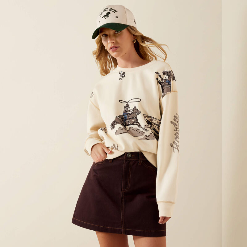 ARIAT WOMEN'S RANCH SWEATSHIRT - PARCHMENT